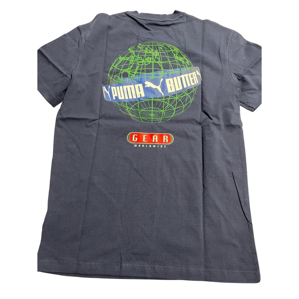 NWT Puma Men's Size S Butter Gear Worldwide BG Graphic Short Sleeve T-Shirt Blue